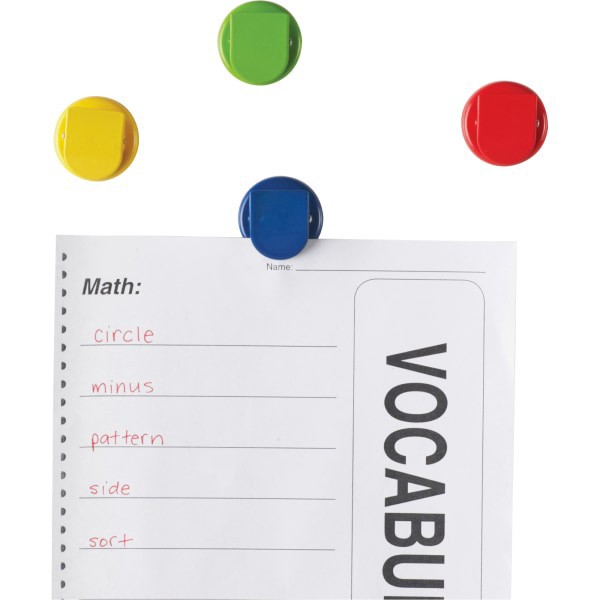 slide 7 of 8, Learning Resources Super Strong Magnetic Clips Set - 1.5"" Diameter - 50 Sheet Capacity - for Whiteboard, Folder - Assorted - 4 / Pack, 4 ct
