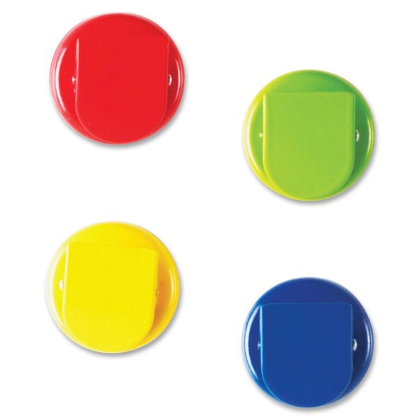 slide 3 of 8, Learning Resources Super Strong Magnetic Clips Set - 1.5"" Diameter - 50 Sheet Capacity - for Whiteboard, Folder - Assorted - 4 / Pack, 4 ct