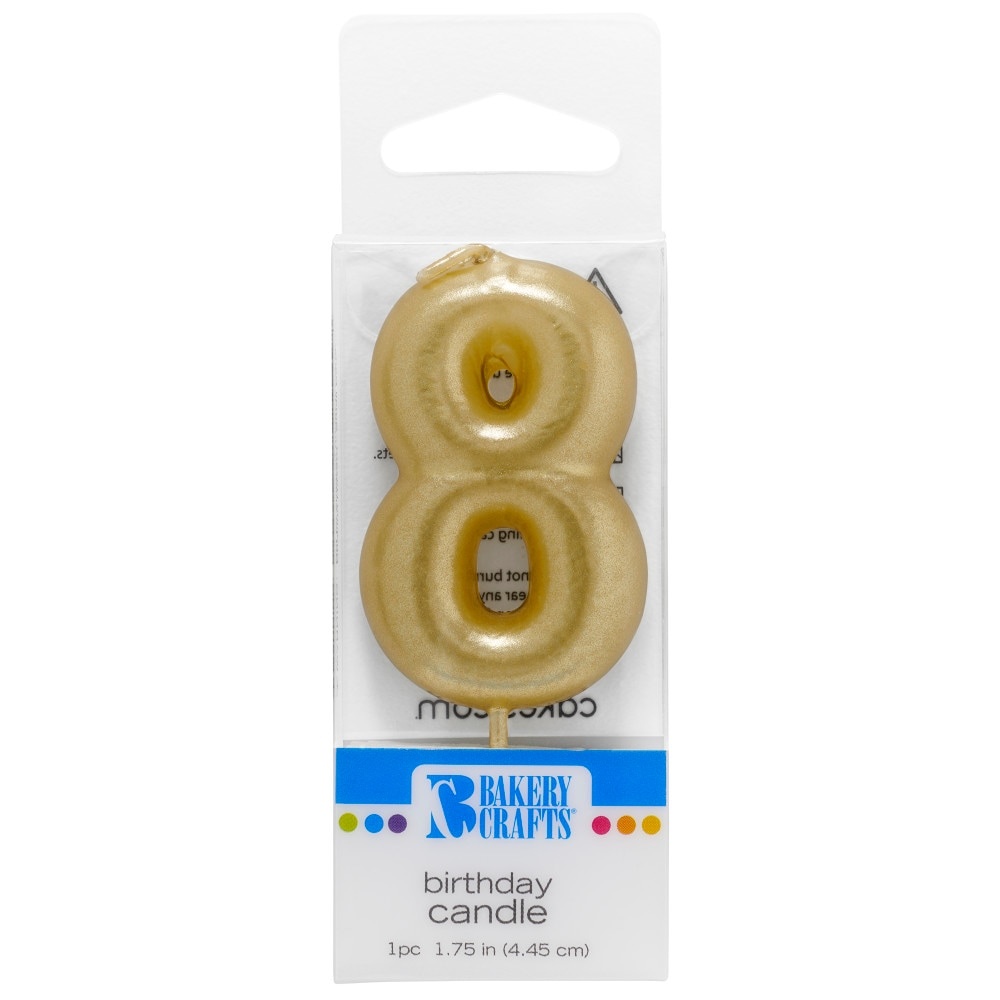 slide 1 of 1, Bakery Crafts Gold Numeral Eight Birthday Candle, 1 ct