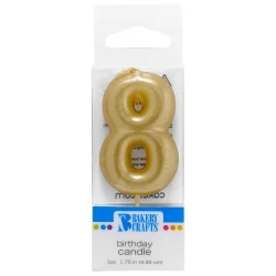 Bakery Crafts Gold Numeral Eight Birthday Candle