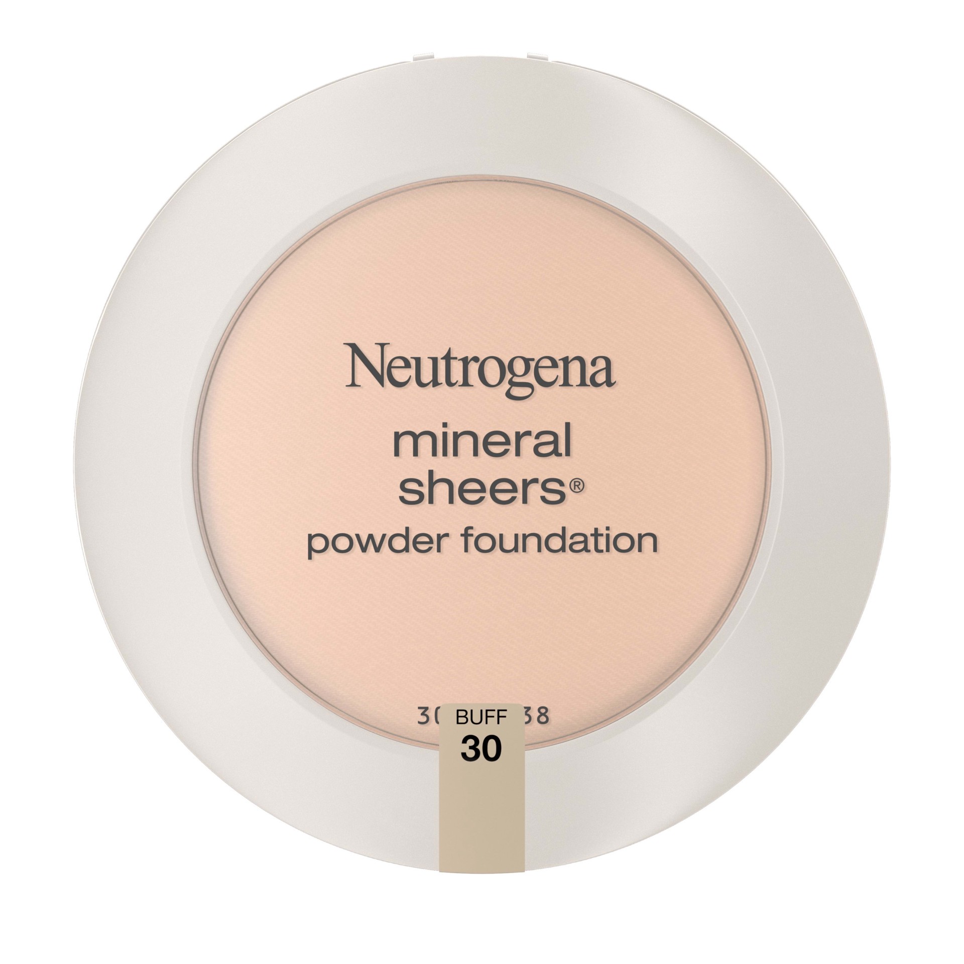 slide 1 of 21, Neutrogena Mineral Sheers Compact Powder Foundation, Lightweight & Oil-Free Mineral Foundation, Fragrance-Free, Buff 30,.34 oz, 0.34 oz