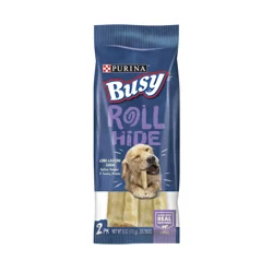 Busy Purina Busy Rawhide Large Breed Dog Bones, Rollhide - 2 ct. Pouch