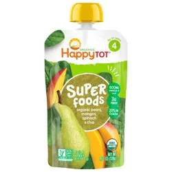 Happy Tot Organics Superfoods Stage 4 Organic Pears, Mangos & Spinach + Super Chia Pouch 4.22 oz UNIT