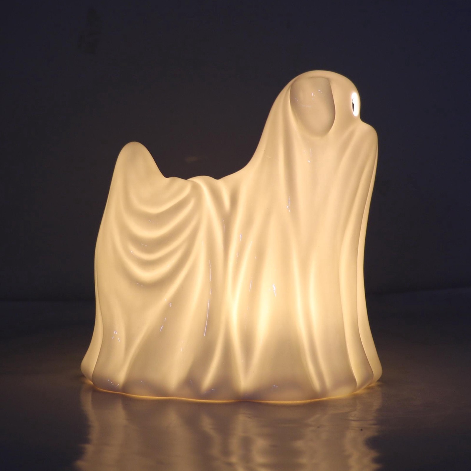 slide 6 of 6, 6.75" White Ghost Dog Pre-Lit Ceramic Tabletop Decor By Ashland, 6.75 in
