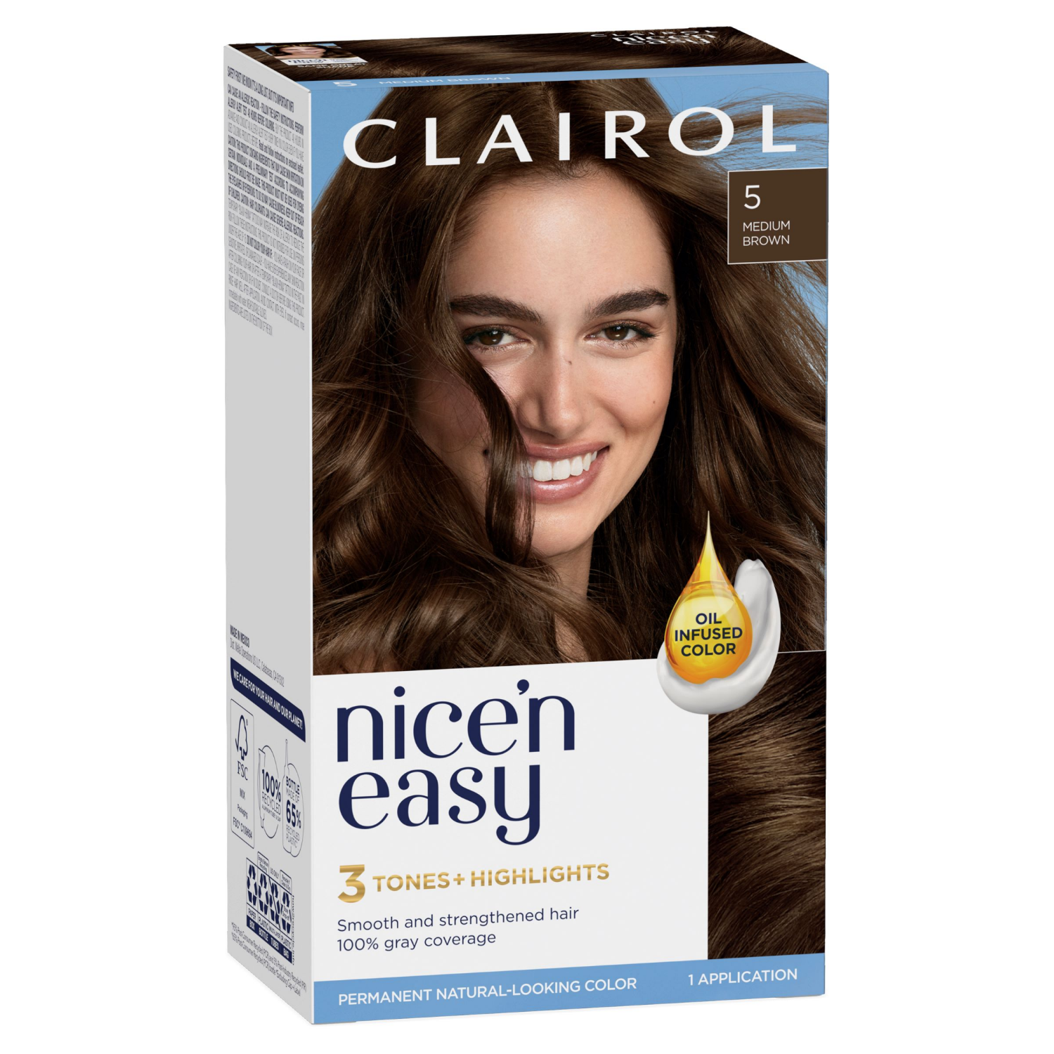 slide 7 of 8, Nice’n Easy Clairol Nice 'N Easy 5 Medium Brown, 1 ct