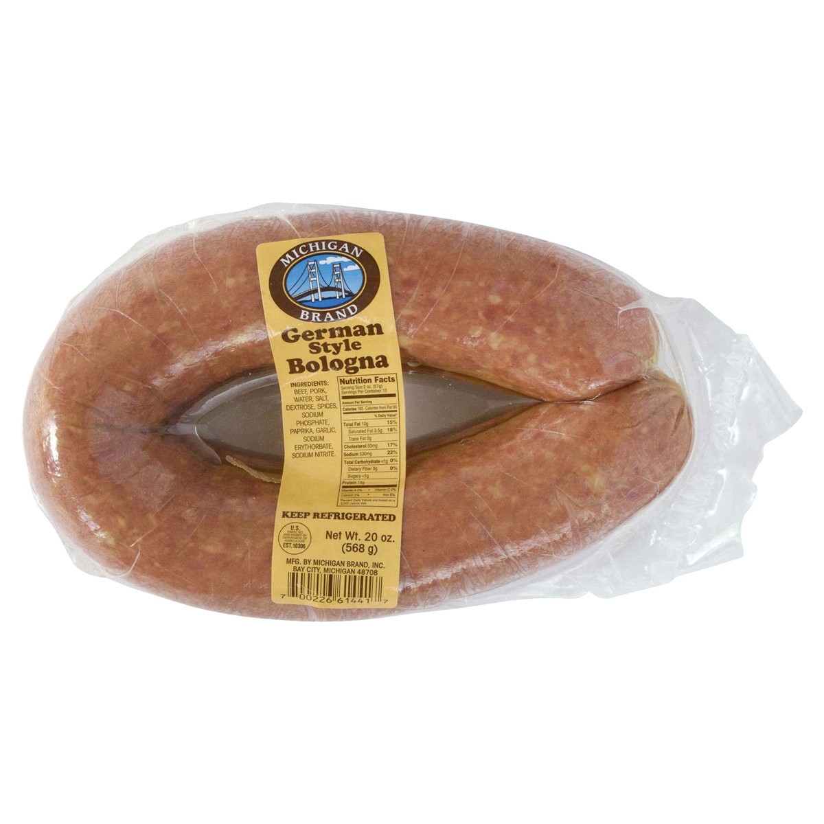 slide 1 of 2, Michigan Brand German Style Ring Bologna, 20 oz, 20 oz