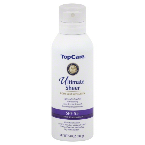 slide 1 of 1, TopCare Ultimate Sheer Body Mist Sunscreen SPF 55, 5 oz