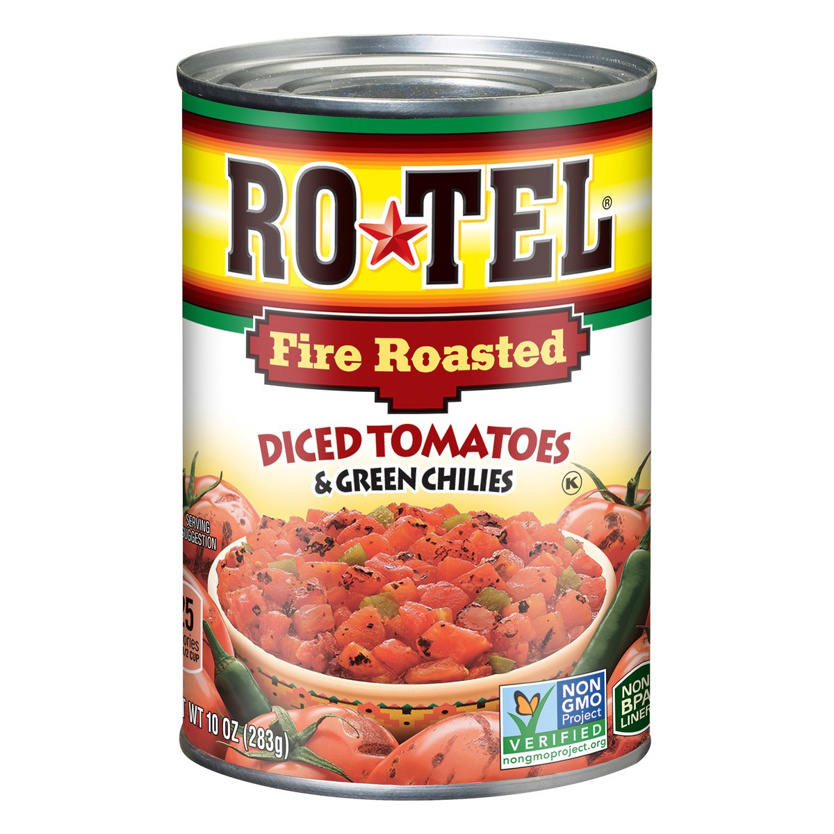slide 1 of 2, Rotel Fire Roasted Diced Tomatoes & Green Chilies, 10 oz