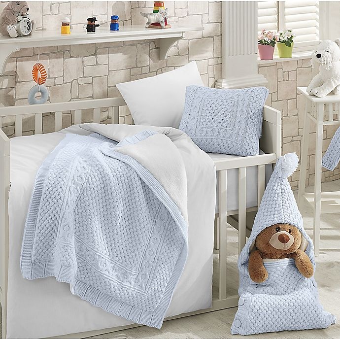 slide 1 of 3, Nipperland Natural Crib Bedding Set - Blue, 6 ct