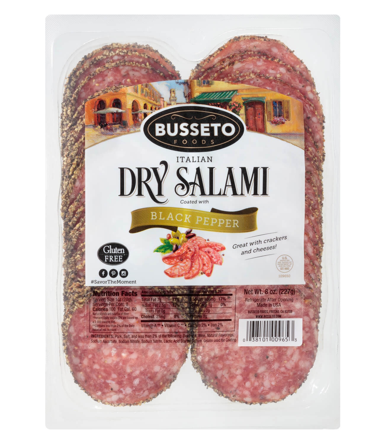 slide 1 of 1, Busseto Sliced Pepper Coated Salami, 8 oz