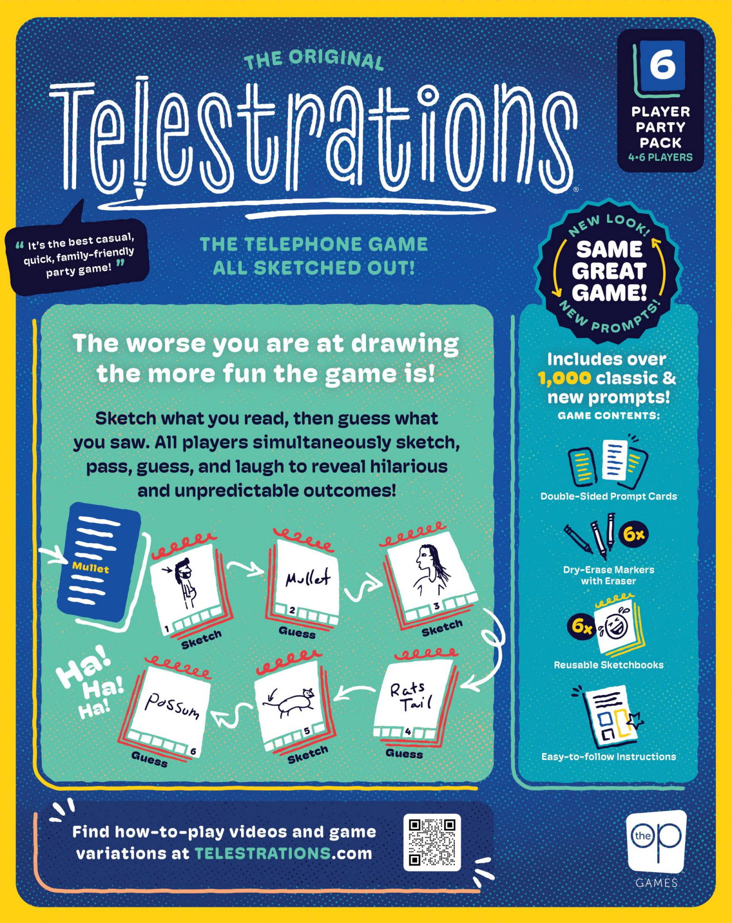 slide 2 of 3, Telestrations Party Game - 6 Player, 1 ct
