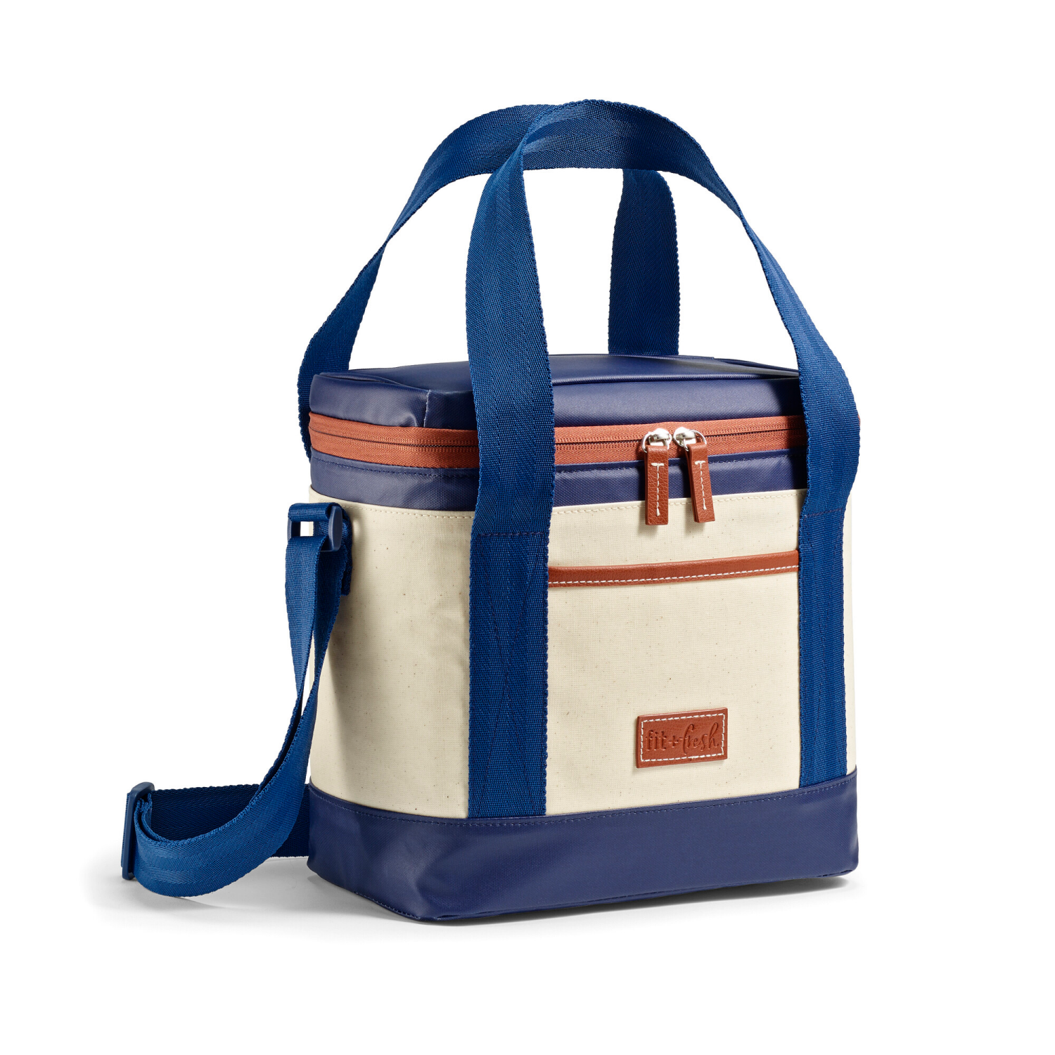 slide 4 of 5, Fit & Fresh Fit & Fresh Benson 12 Can Cooler, Coated Canvas & Navy, 12 ct