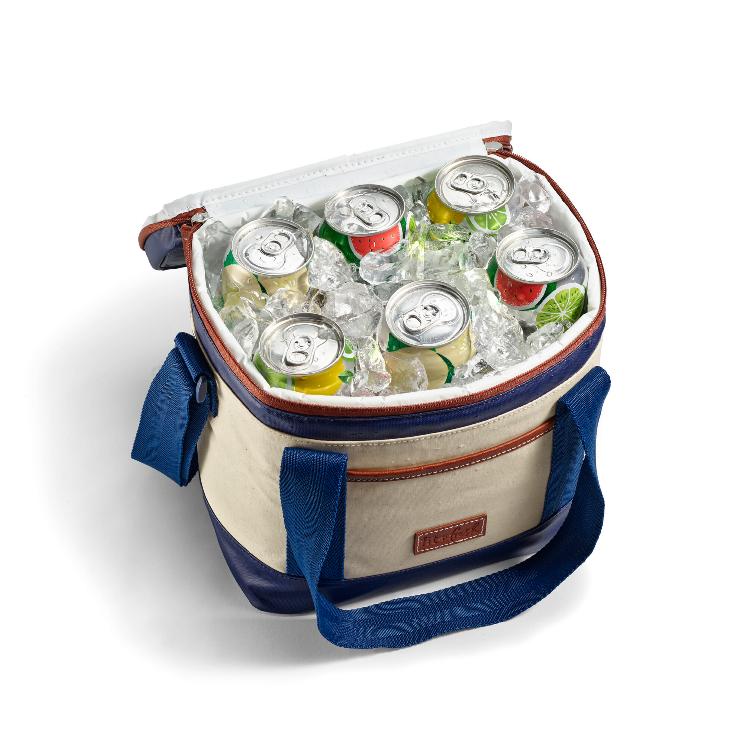 slide 5 of 5, Fit & Fresh Fit & Fresh Benson 12 Can Cooler, Coated Canvas & Navy, 12 ct