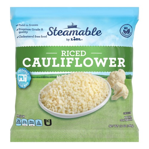 slide 1 of 1, steamable frozen riced cauliflower, 12 oz