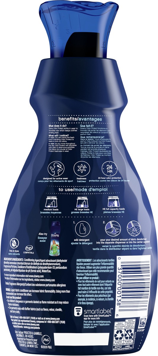 slide 7 of 8, Downy Odor Protect Fabric Deodorizer and Fabric Conditioner, Active Fresh, 32 fl oz, 1.01 qt