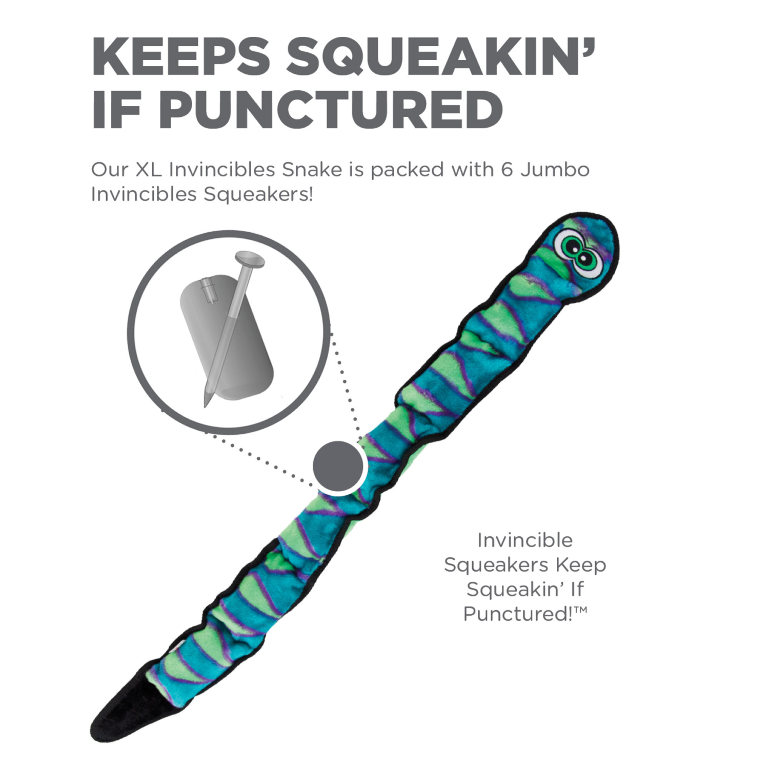 slide 2 of 6, Outward Hound Invincibles Snake Blu Xl, 1 ct