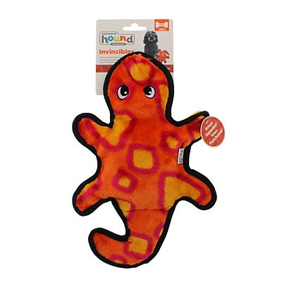 slide 1 of 1, Outward Hound Invincibles 2 Squeak Red/Orange Gecko, MED