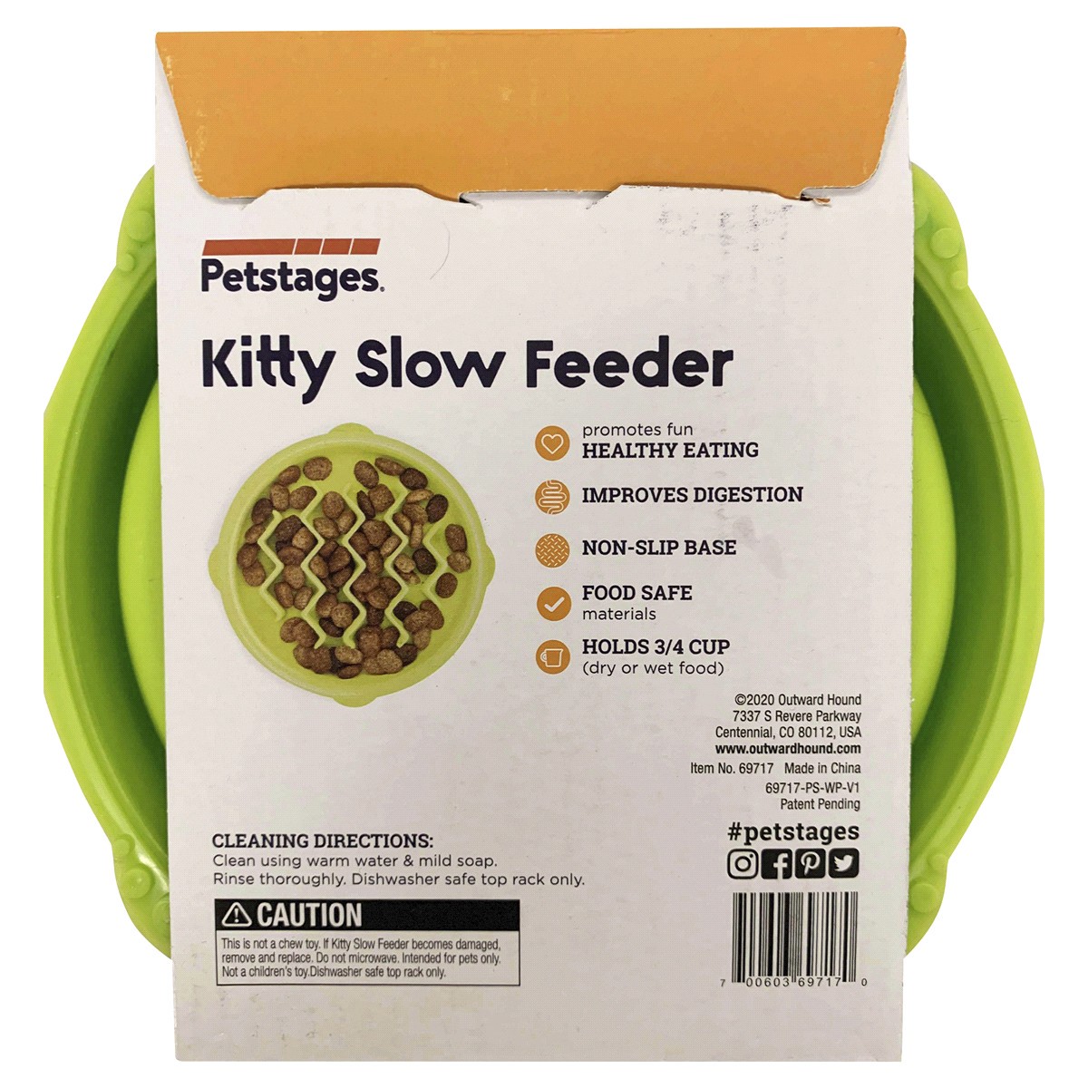 slide 2 of 2, Petstages Kitty Slow Feeder, Green, 1 ct