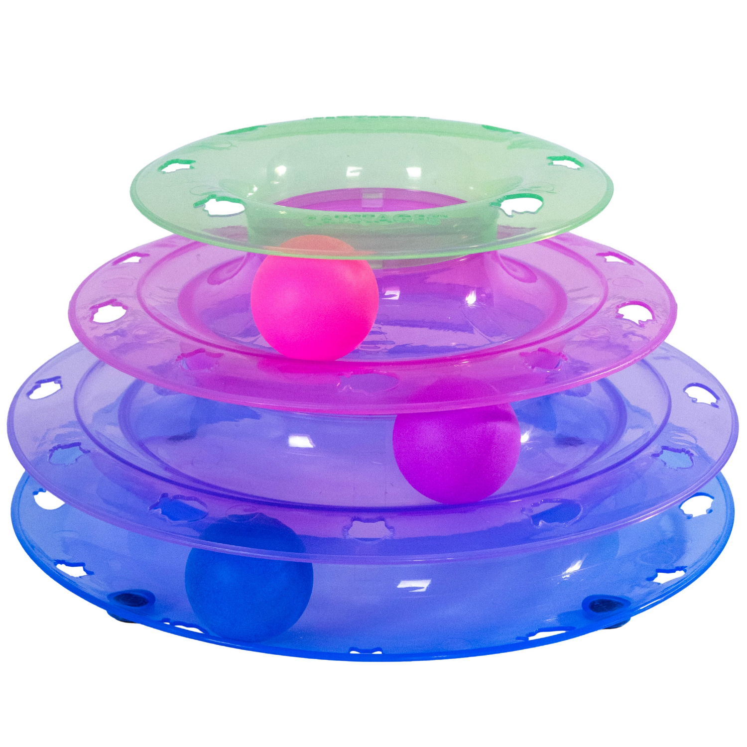 slide 1 of 2, PETSTAGES Catstages MeowsomeTower of Tracks Interactive 3-Tier Cat Track Toy with Spinning Balls, Multi, 1 ct