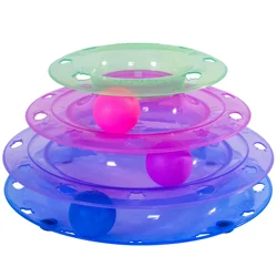 Petstages Catstages Meowsome Tower of Tracks Interactive 3-Tier Cat Track Toy with Spinning Balls, Multi
