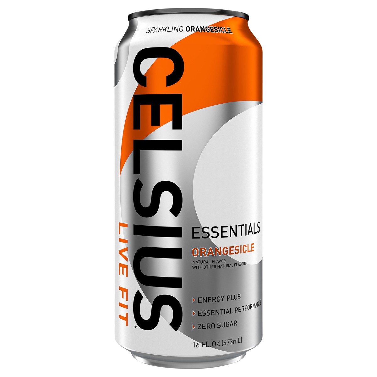 slide 1 of 14, CELSIUS ESSENTIALS, Sparkling Orangesicle, Performance Energy Drink 16 Fl Oz Single Can, 16 fl oz