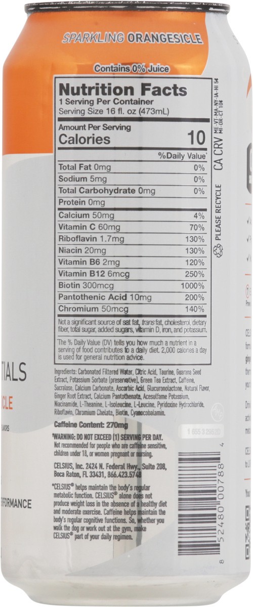 slide 2 of 14, CELSIUS ESSENTIALS, Sparkling Orangesicle, Performance Energy Drink 16 Fl Oz Single Can, 16 fl oz