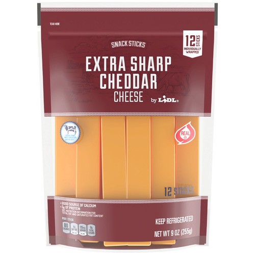 slide 1 of 1, cheddar cheese sticks, extra sharp cheddar, 9 oz