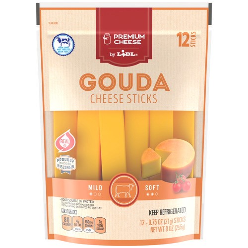 slide 1 of 1, cheese sticks, premium gouda, 9 oz