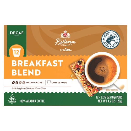 slide 1 of 1, Bellarom decaf breakfast blend coffee pods, 4.2 oz