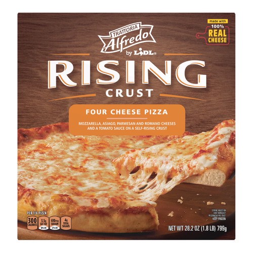 slide 1 of 1, Trattoria Alfredo frozen rising crust four cheese pizza, 28.2 oz