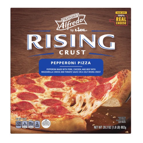 slide 1 of 1, Trattoria Alfredo frozen rising crust pepperoni pizza, 28.3 oz