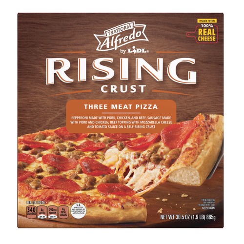 slide 1 of 1, Trattoria Alfredo frozen rising crust three meat pizza , 30.5 oz