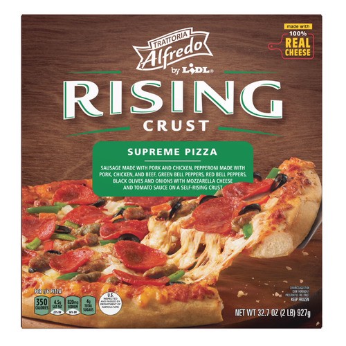 slide 1 of 1, Trattoria Alfredo frozen rising crust supreme pizza, 32.7 oz