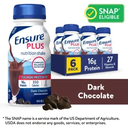Ensure Plus Nutrition Shake Dark Chocolate Ready-To-Drink 8 Fl Oz, 6Ct