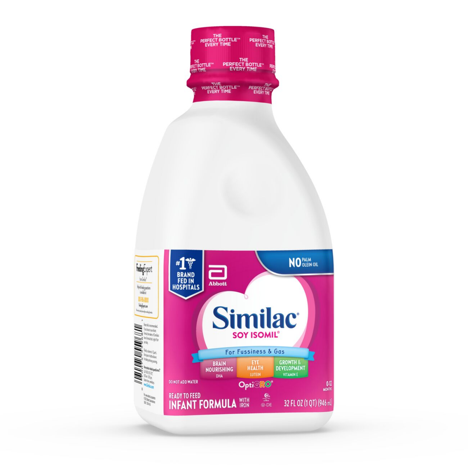 slide 6 of 8, Similac Soy Isomil For Fussiness and Gas Infant Formula with Iron Ready-to-Feed 1-1 qt Bottle, 32 fl oz