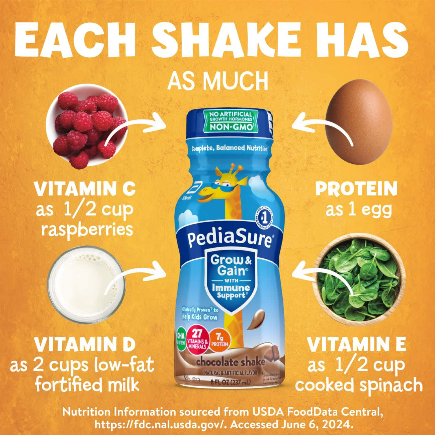 slide 6 of 8, PediaSure Grow & Gain Nutritional Shake Chocolate Ready-to-Drink 6-8 fl. oz. Bottles, 6 ct; 8 fl oz