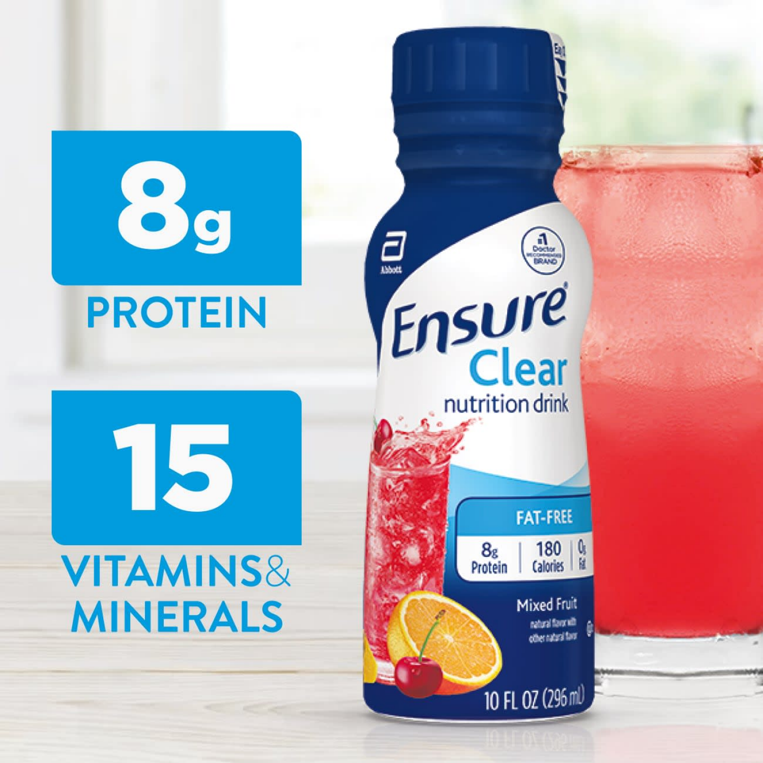 slide 5 of 8, Ensure Clear Nutrition Drink Mixed Fruit Ready-to-Drink 4-10 fl oz Bottles, 4 ct; 10 fl oz