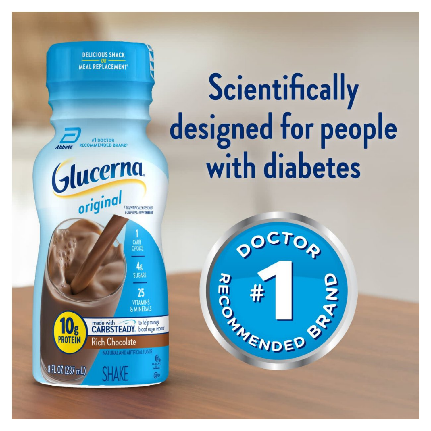 slide 2 of 5, Glucerna Value Size Original Rich Chocolate Shake 16 Bottles - 16 ct, 16 ct