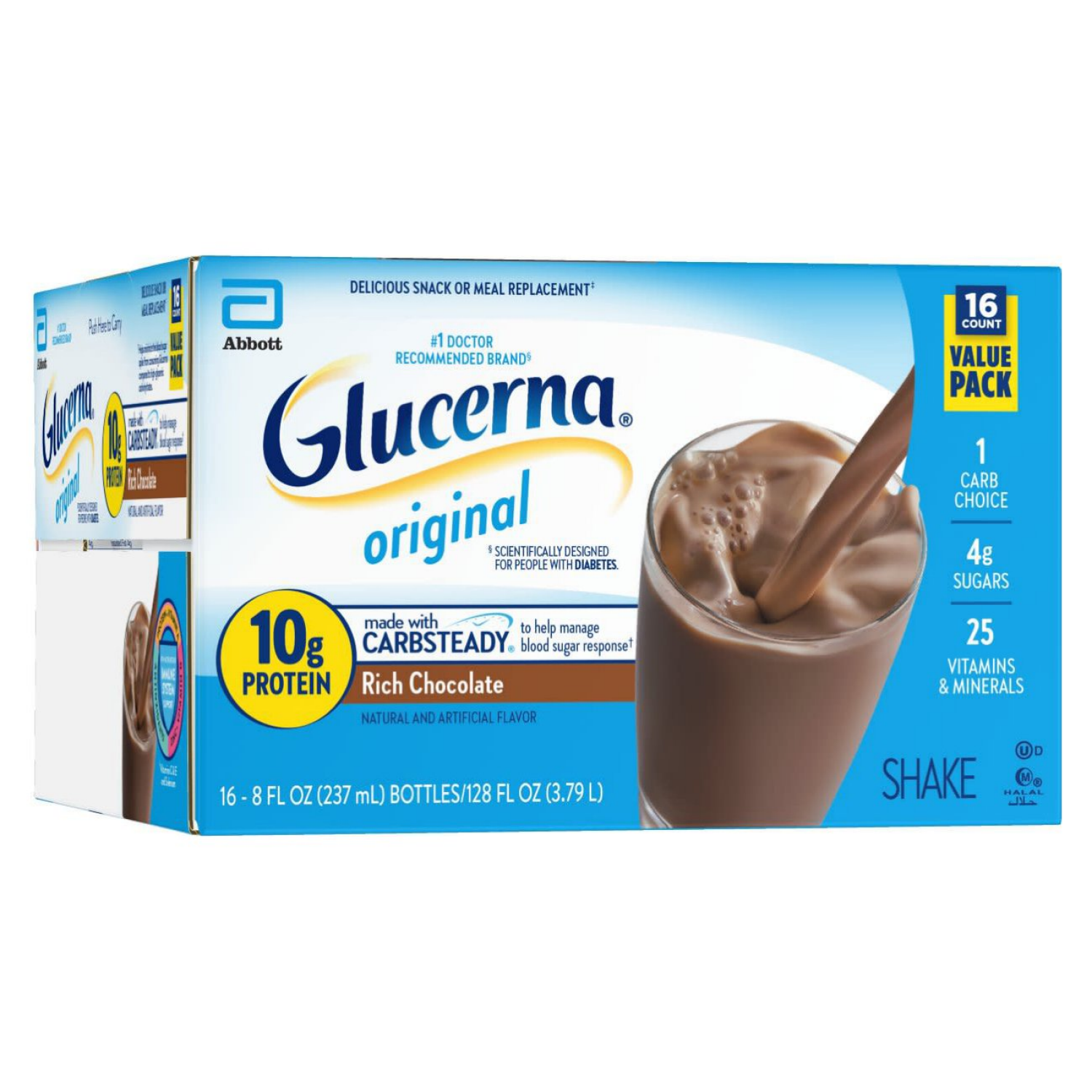 slide 4 of 5, Glucerna Value Size Original Rich Chocolate Shake 16 Bottles - 16 ct, 16 ct