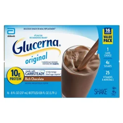 Glucerna Value Size Original Rich Chocolate Shake 16 Bottles - 16 ct