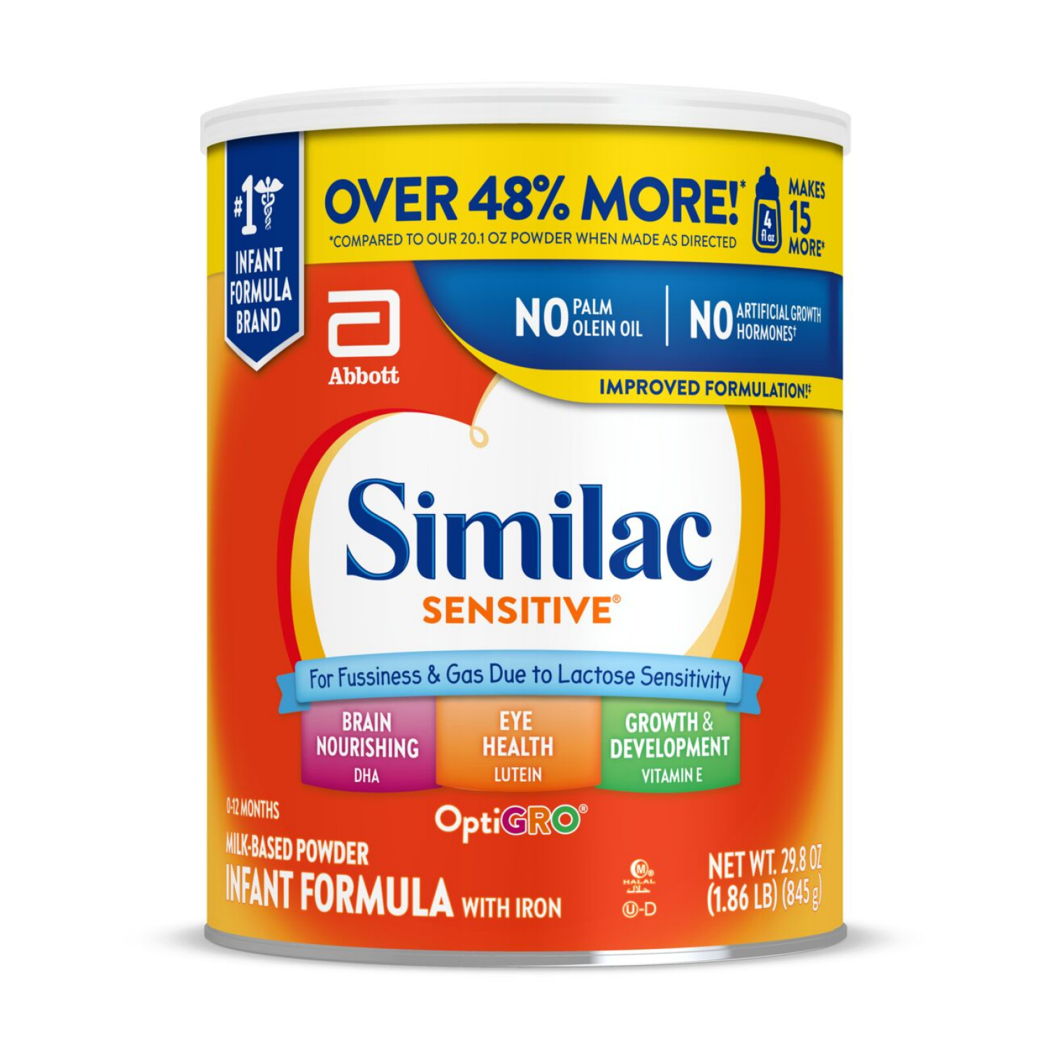 slide 1 of 8, Similac Sensitive For Fussiness and Gas Infant Formula with Iron Powder 1-29.8 oz Can, 29.8 oz