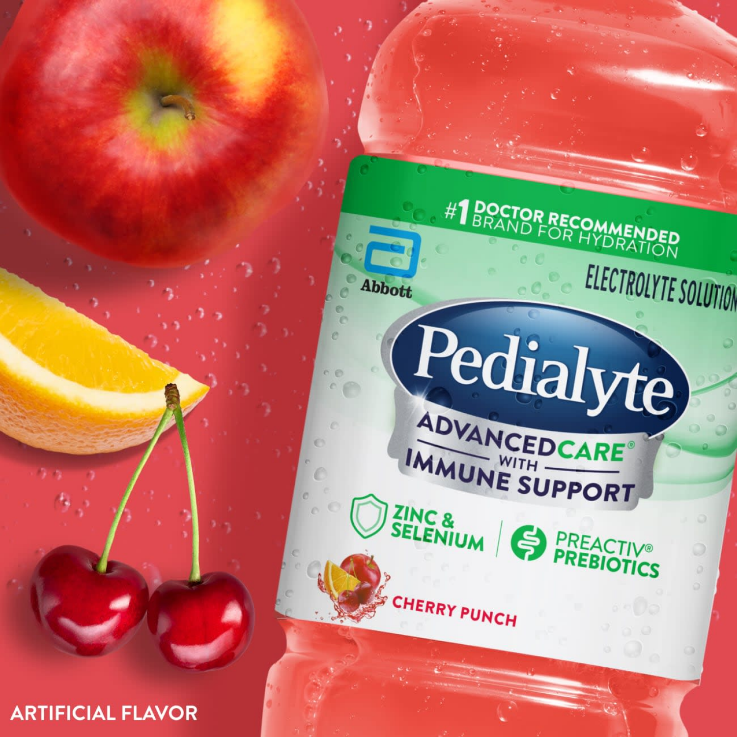slide 4 of 8, Pedialyte AdvancedCare Cherry Punch Electrolyte Solution with Immune Support 33.8 fl oz, 33.8 fl oz