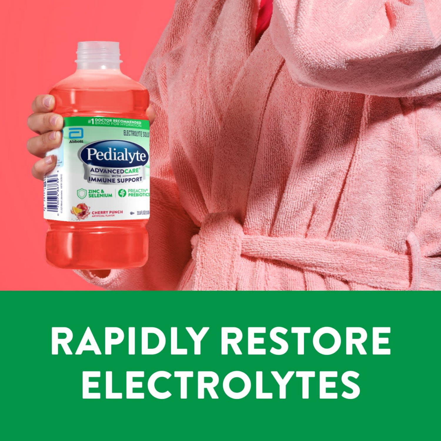 slide 5 of 8, Pedialyte AdvancedCare Cherry Punch Electrolyte Solution with Immune Support 33.8 fl oz, 33.8 fl oz