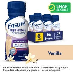 Ensure High Protein Nutrition Shake Vanilla Ready-to-Drink 6-8 fl oz Bottles