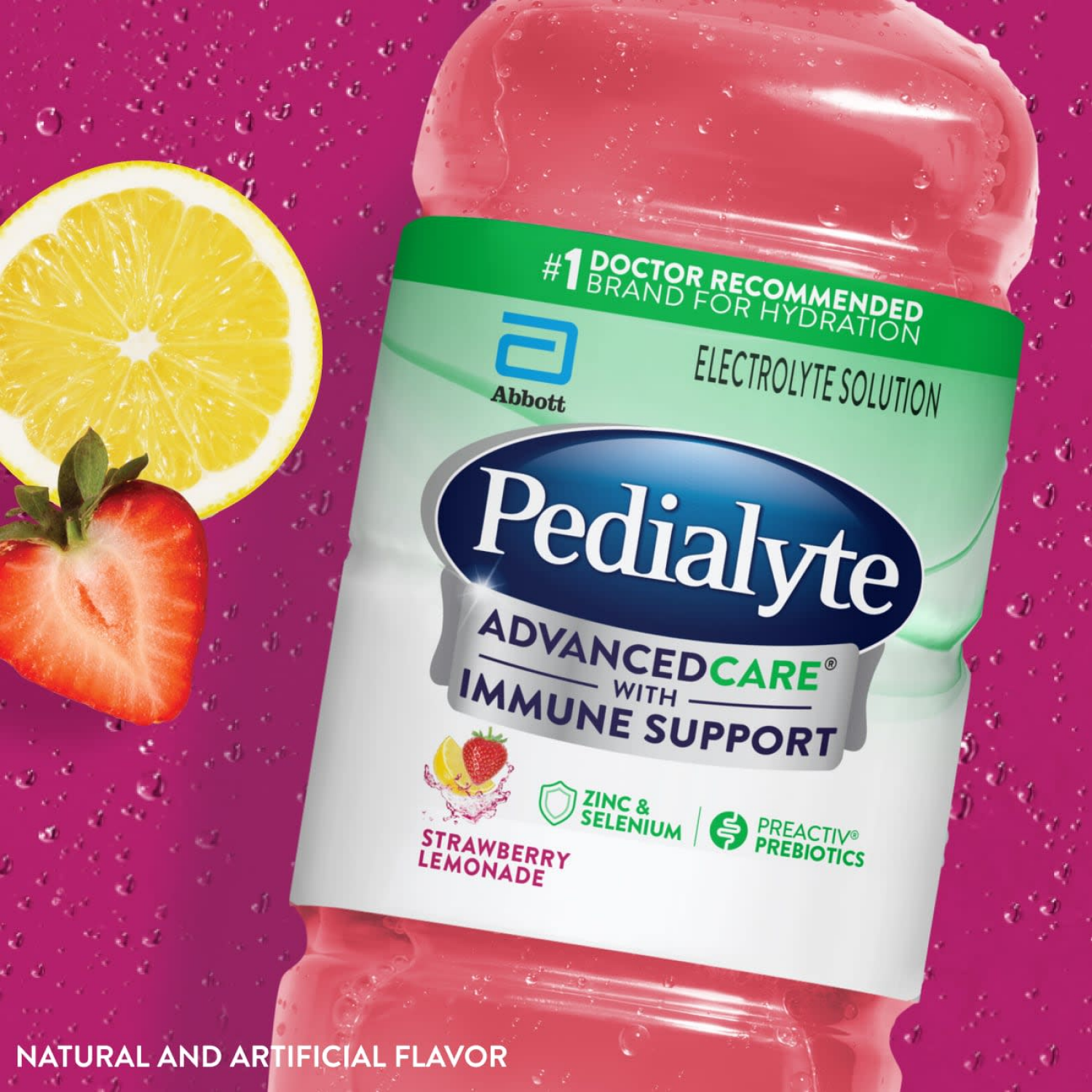slide 4 of 8, Pedialyte AdvancedCare Strawberry Lemonade Electrolyte Solution 33.8 fl oz, 33.8 fl oz