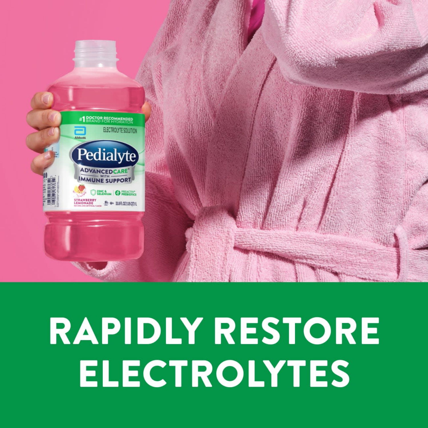 slide 5 of 8, Pedialyte AdvancedCare Strawberry Lemonade Electrolyte Solution 33.8 fl oz, 33.8 fl oz