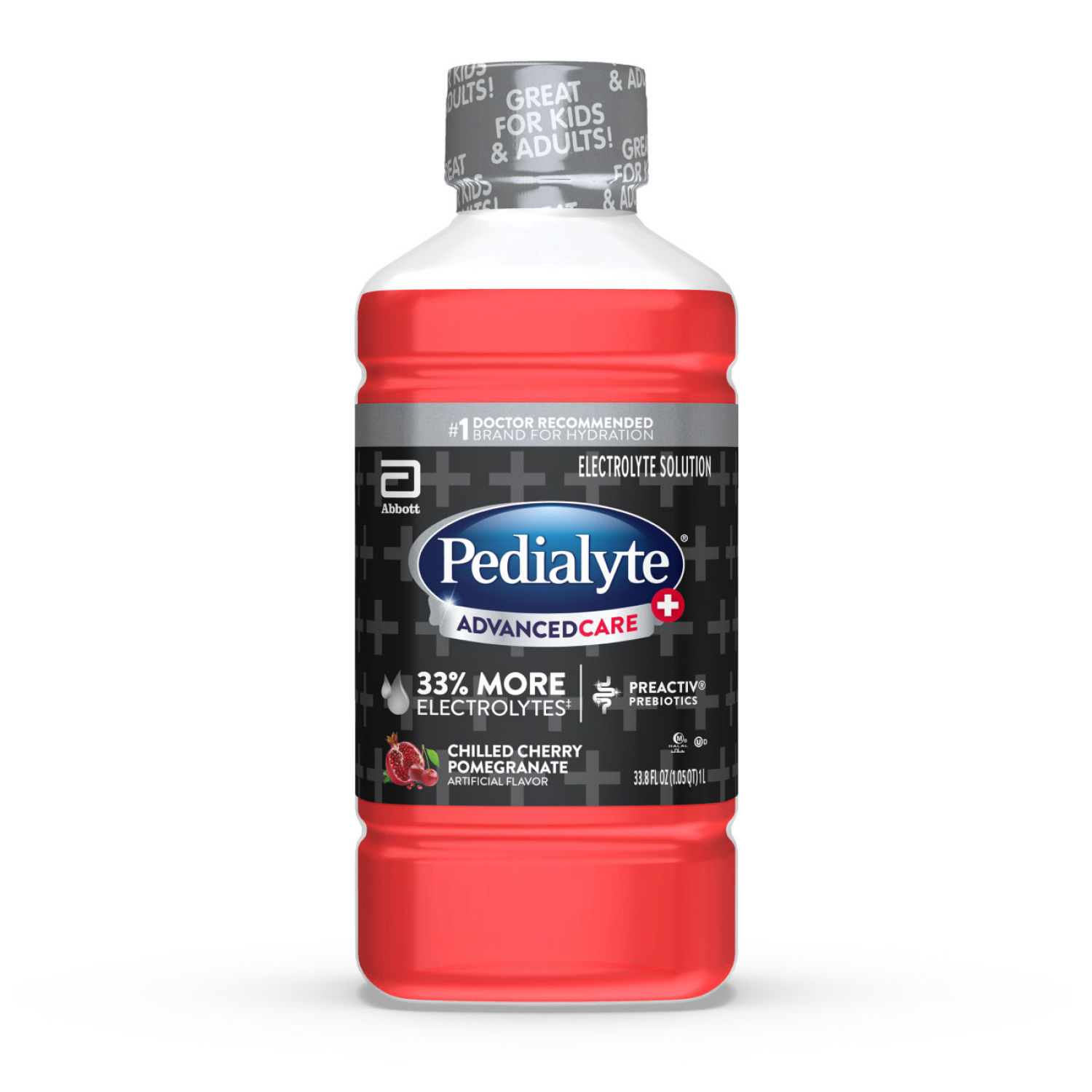 slide 1 of 8, Pedialyte AdvancedCare Plus Chilled Cherry Pomegranate Electrolyte Solution 33.8 fl oz, 33.8 fl oz
