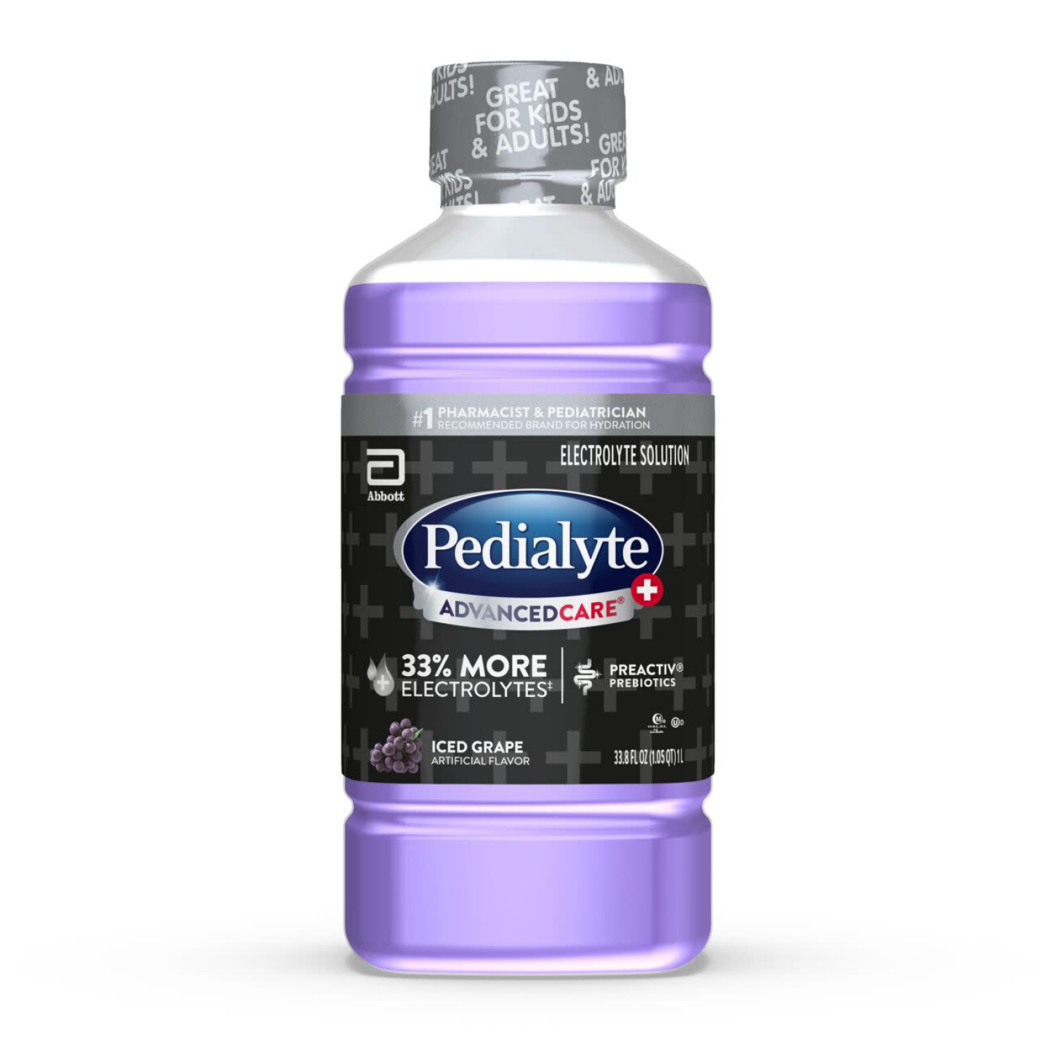 slide 1 of 8, Pedialyte AdvancedCare Plus Ice Grape Electrolyte Solution - 33.8 fl oz, 33.8 fl oz