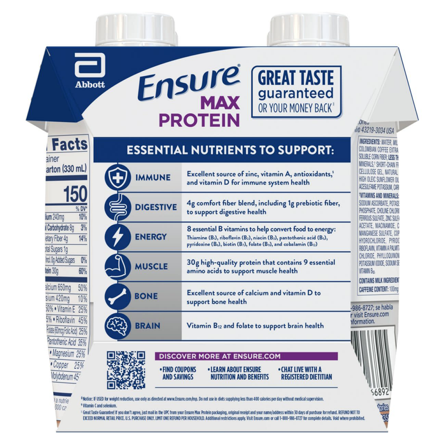 slide 2 of 8, Ensure Max Protein Cafe Mocha Nutrition Shake - 4 ct, 4 ct