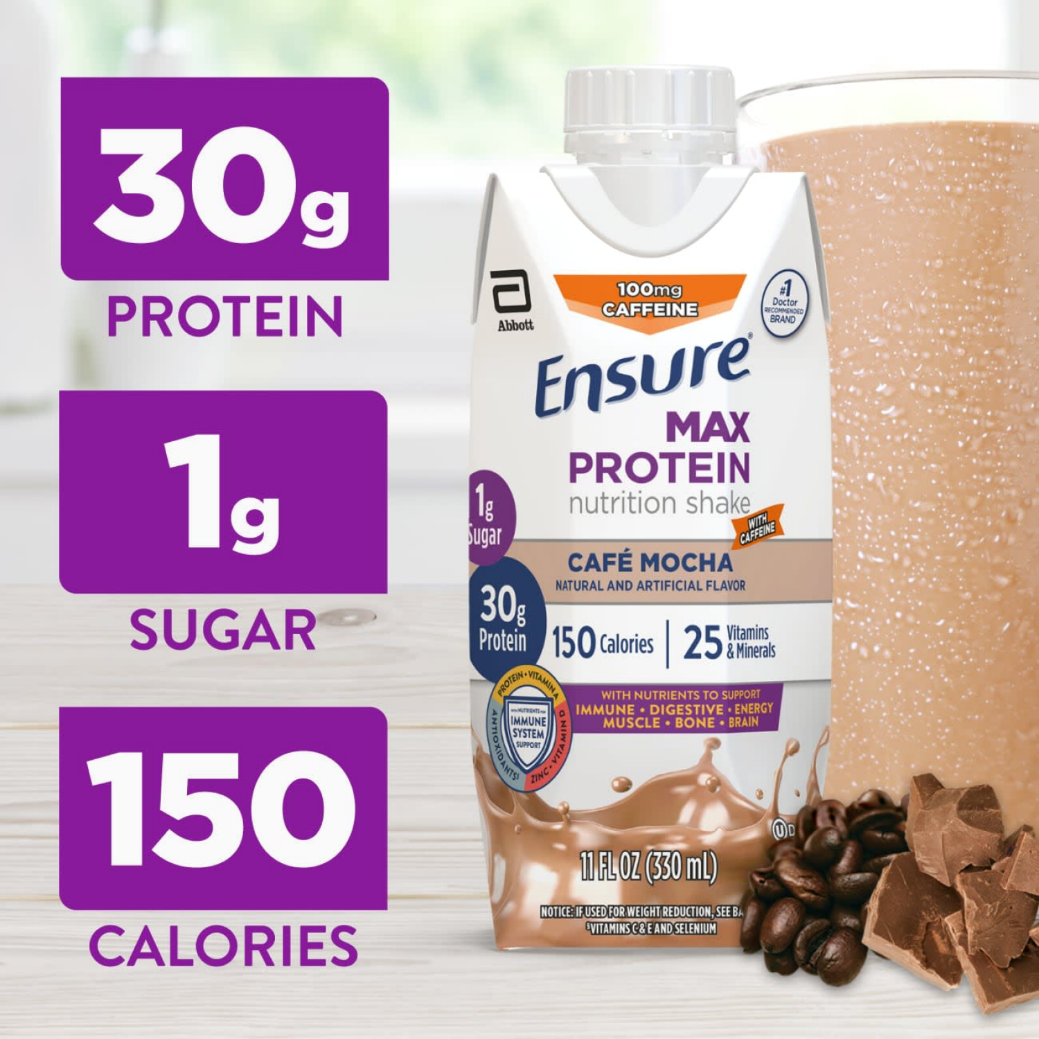 slide 4 of 8, Ensure Max Protein Cafe Mocha Nutrition Shake - 4 ct, 4 ct